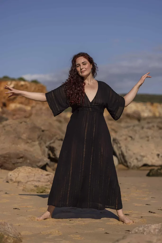 Lucy Kaftan Black Muslin with Gold