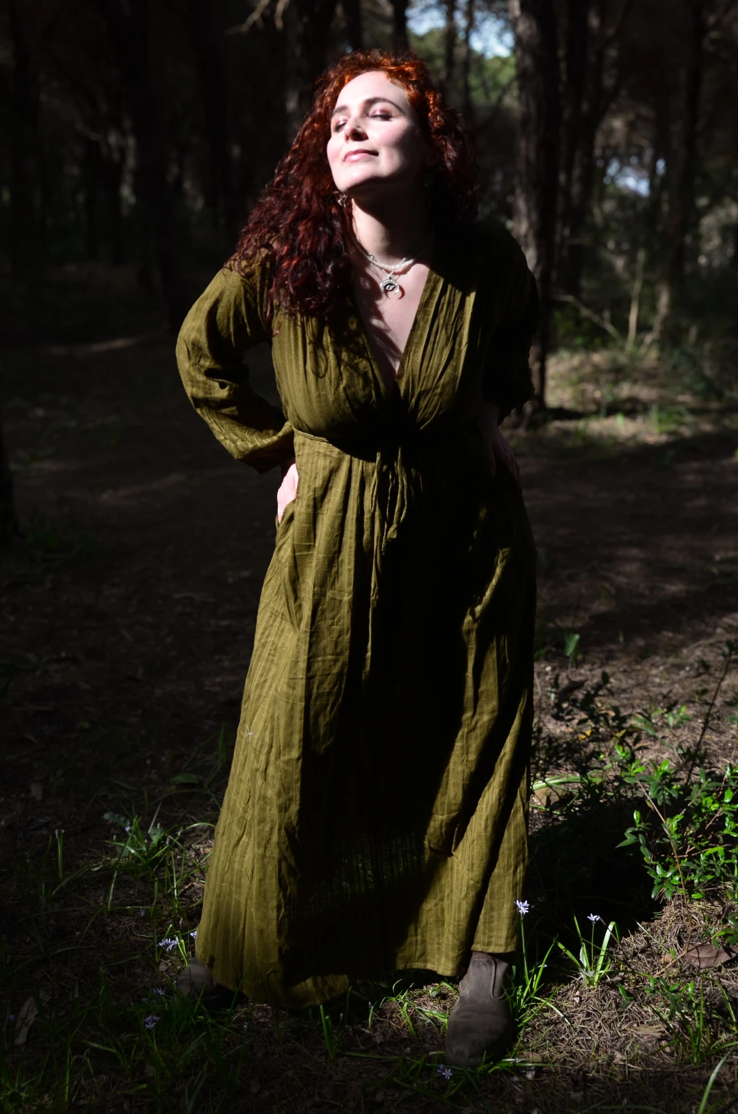 Lucia Blouse Dress – Olive Green