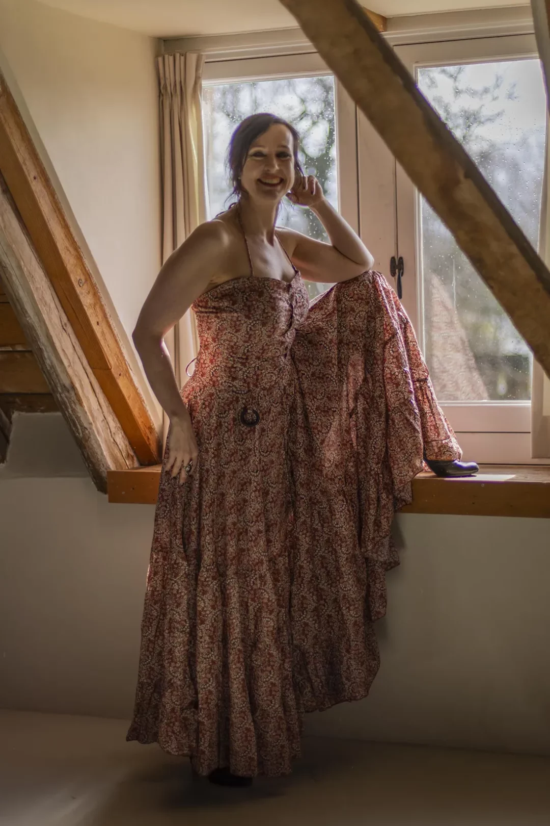 Queensjurk Pink Flowers